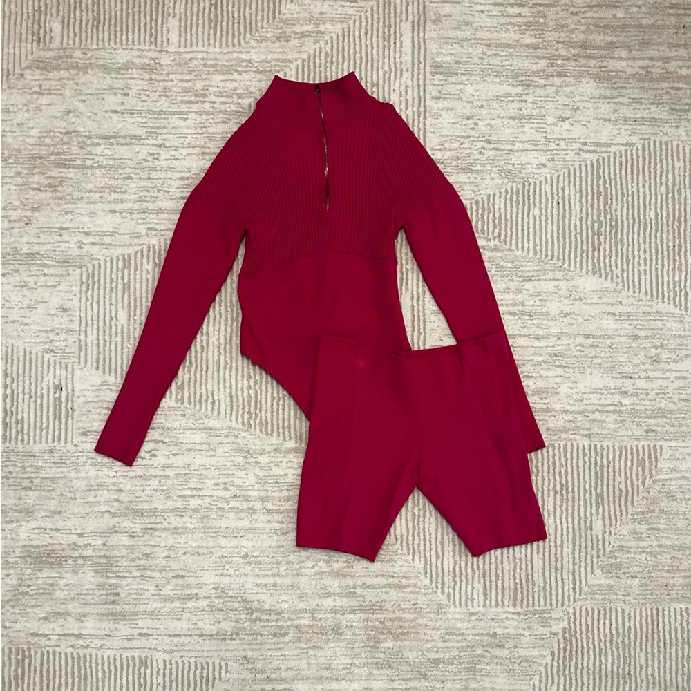 Pink Jacquemus Bodysuit and Shorts Set